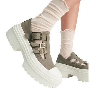 Converse Chuck Taylor Lugged Heel Mary Jane Platform Sneakers Egret Women 9.5